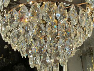 Antique Vnt French Plafonniere Crystal Chandelier Lamp Lustre 1940 ' s 19in Dmetr 10