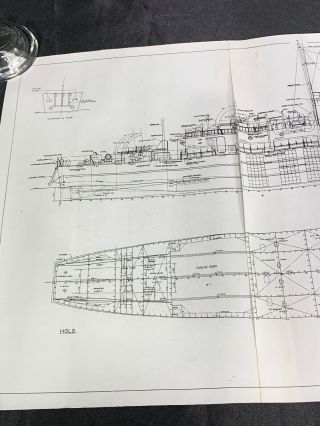 Vintage US Army LCI (L) Landing Craft (Infantry) Ship Blueprint 2