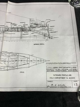 Vintage US Army LCI (L) Landing Craft (Infantry) Ship Blueprint 4