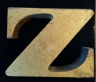 1970 CURTIS JERE A Z BOOKENDS GOLD Signed C MCM Heavy Metal Sculpture VTG RARE 3