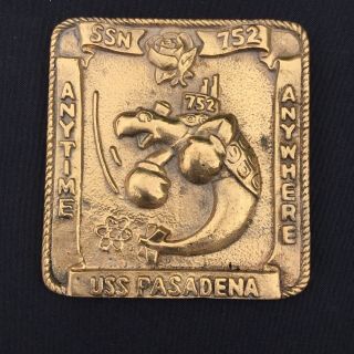 Uss Pasadena Ssn - 752 Us Navy Brass Plaque