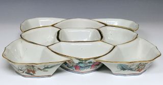 Nine Piece Antique Chinese Porcelain Sweet Meat Bowl Set
