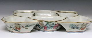 Nine Piece Antique Chinese Porcelain Sweet Meat Bowl Set 3