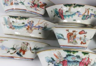 Nine Piece Antique Chinese Porcelain Sweet Meat Bowl Set 5
