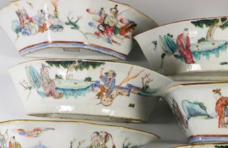 Nine Piece Antique Chinese Porcelain Sweet Meat Bowl Set 8