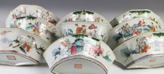 Nine Piece Antique Chinese Porcelain Sweet Meat Bowl Set 9