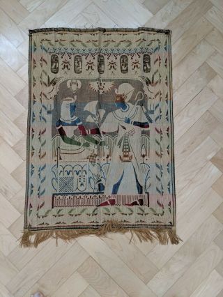 Art Deco Period Circa 1920 ' s Antique Egyptian Revival Silk Tapestry - 35 