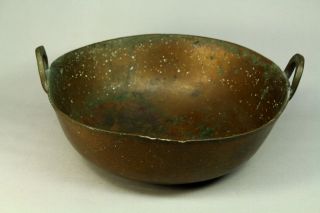 Antique Early Thick Bronze/copper Large Cauldron Open Fire Cooking Pot