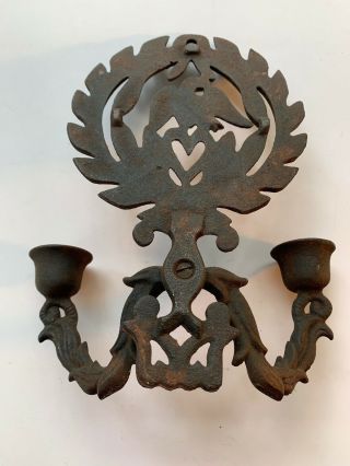 Vintage 19th Century Wall Mount Candle Holder Civil War Era Eagle Motif 5