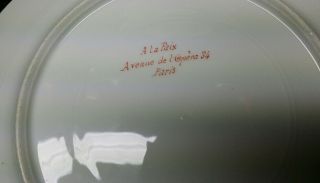 VINTAGE FRENCH SEVRES STYLE PLATE - A LA PAIX AVENUE DE L ' OPERA 34 PARIS.  2PS. 11