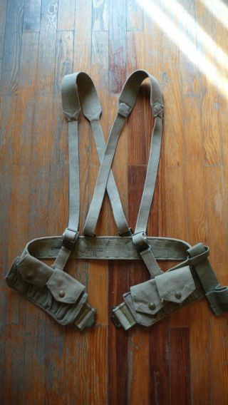 British Army Utility Pistol Belt Smle Pouch X2 Suspenders Bayonet Frog Pat 37 43
