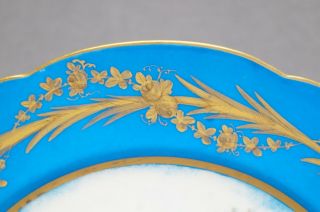 Sevres Style Celeste Blue Hand Painted Chateau De Chambord Plate 1860 - 1870s 4