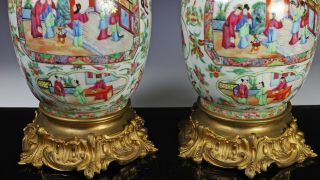 Large Antique Chinese Rose Mandarin Vases with Ormolu Bronze Mounts 6