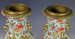Large Antique Chinese Rose Mandarin Vases with Ormolu Bronze Mounts 7