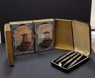 Vintage Waddingtons Double Pack Playing Cards Windmills Silver Bridge Pencils