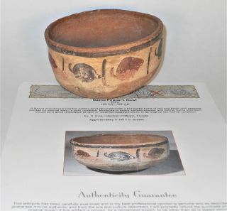 Pre Columbian Peru Nazca Polychrome Pottery Peppers Bowl 100 - 400 A.  D.  Aaca