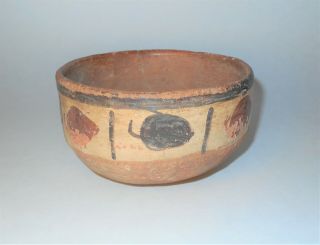 Pre Columbian Peru Nazca Polychrome Pottery Peppers Bowl 100 - 400 A.  D.  AACA 2