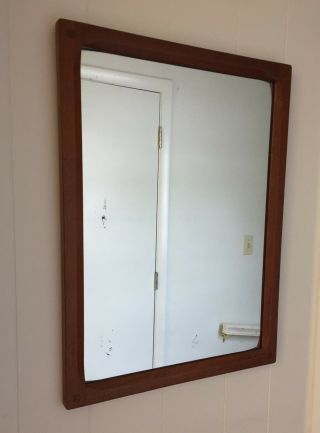 Mid - Century Modern Danish Teak Wall Mirror