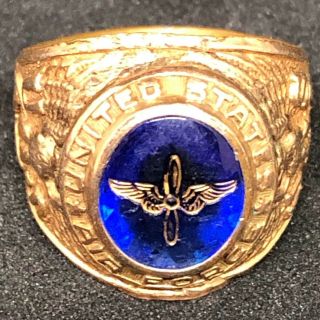 Usaf Kinney Us Air Force Wings Ring 1/30 10k Rgp 10k Rolled Gold Plate Size 8