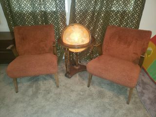 Mid - Century Danish Modern Orange - Red Lounge Chairs - Mohair Great Lines 6