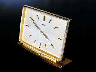 Art Deco Bauhaus Golden Brass Desk Clock Imhof Swizerland