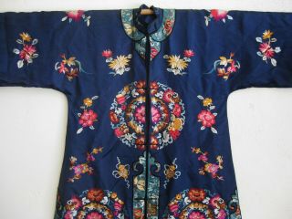 Fine Old Chinese Blue Silk Embroidered Imperial Court Robe 2