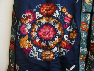 Fine Old Chinese Blue Silk Embroidered Imperial Court Robe 3