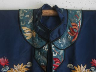 Fine Old Chinese Blue Silk Embroidered Imperial Court Robe 4