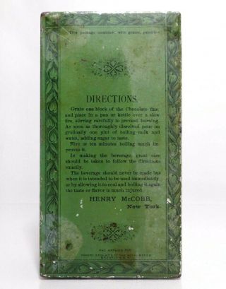 RARE EARLY 20TH C VINT HENRY MCCOBB ' S NY PLAIN CHOCOLATE TIN BOX,  W/LID,  GRATER 11