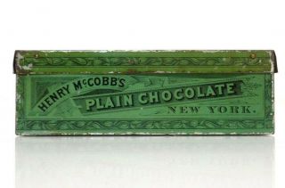 RARE EARLY 20TH C VINT HENRY MCCOBB ' S NY PLAIN CHOCOLATE TIN BOX,  W/LID,  GRATER 2