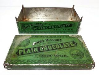 RARE EARLY 20TH C VINT HENRY MCCOBB ' S NY PLAIN CHOCOLATE TIN BOX,  W/LID,  GRATER 3