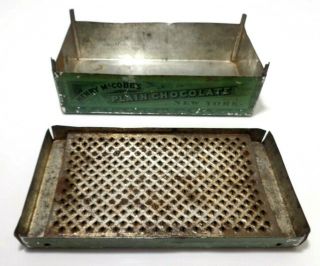 RARE EARLY 20TH C VINT HENRY MCCOBB ' S NY PLAIN CHOCOLATE TIN BOX,  W/LID,  GRATER 4