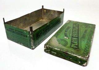 RARE EARLY 20TH C VINT HENRY MCCOBB ' S NY PLAIN CHOCOLATE TIN BOX,  W/LID,  GRATER 7