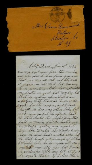 189th York Infantry Civil War Letter - Served At Gen Grant 