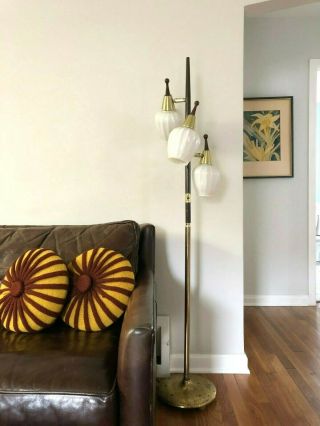 Vintage Mid - Century Modern 3 - Way Floor Pole Light Lamp Mcm Eames Danish Atomic