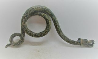 Scarce Circa 1000ad Viking Era Norse Bronze Serpent Figurine