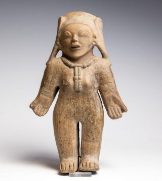 Pre - Columbian Ecuador Jama - Coaque Female Terracotta Figure 500 - 1000 Ad.