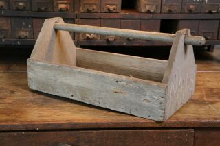 Vintage Primitive Cubby Carrier Toolbox Tote Wooden Caddy Nails tool box storage 4