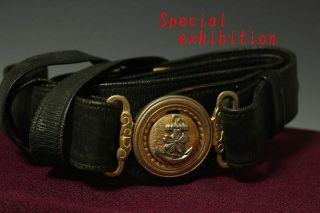 Japanese Antique Belt Navy Uniform Katana Sword Gunto Tsuba Samurai Yoroi Ww 侍