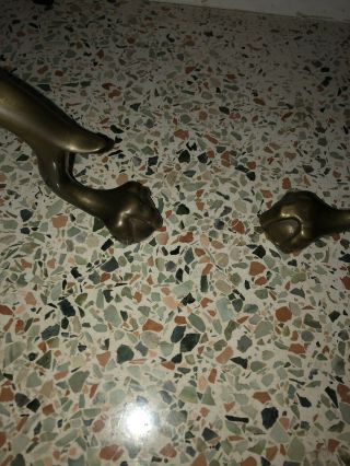 Pair Antique Virginia Metalcrafters Iron & Brass Ball Claw Fireplace Andirons 3