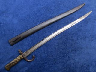 Antique M1866 French Chassepot Sword Bayonet And Scabbard
