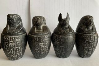 Rare Ancient Egyptian Antique 4 Canopic Jars Statues 1496 - 1221 Bc