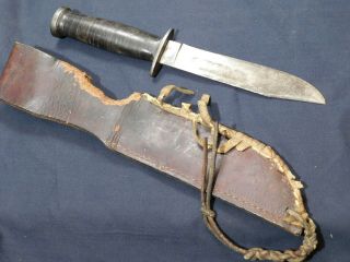 WWII US Fighting Knife Kinfolks Pilot Survival Army USMC USN Bowie w/Scbd ID ' d 2