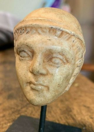 Ancient Roman Marble Head Helmeted Legionnaire