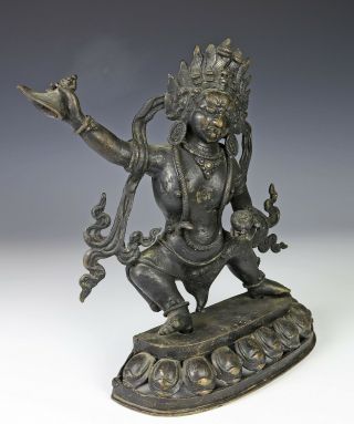 Large Antique Chinese Tibetan Bronze Statue of Dancing Figure 6