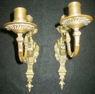 Early 18th Century Pair Brass Sconces Circa 1730 French,  France Valued Over 7k