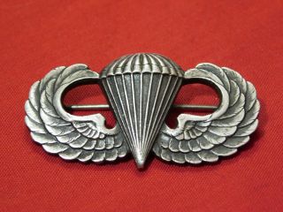 A,  Wwii Us Army Airborne Jump Wing Paratrooper Sterling Pin Badge