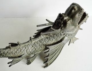 MAGNIFICENT LARGE OLD CHINESE BRONZE DRAGON FISH STATUE - SEAL MARK ON UNDERSIDE 10