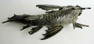 MAGNIFICENT LARGE OLD CHINESE BRONZE DRAGON FISH STATUE - SEAL MARK ON UNDERSIDE 11