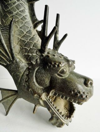 MAGNIFICENT LARGE OLD CHINESE BRONZE DRAGON FISH STATUE - SEAL MARK ON UNDERSIDE 5